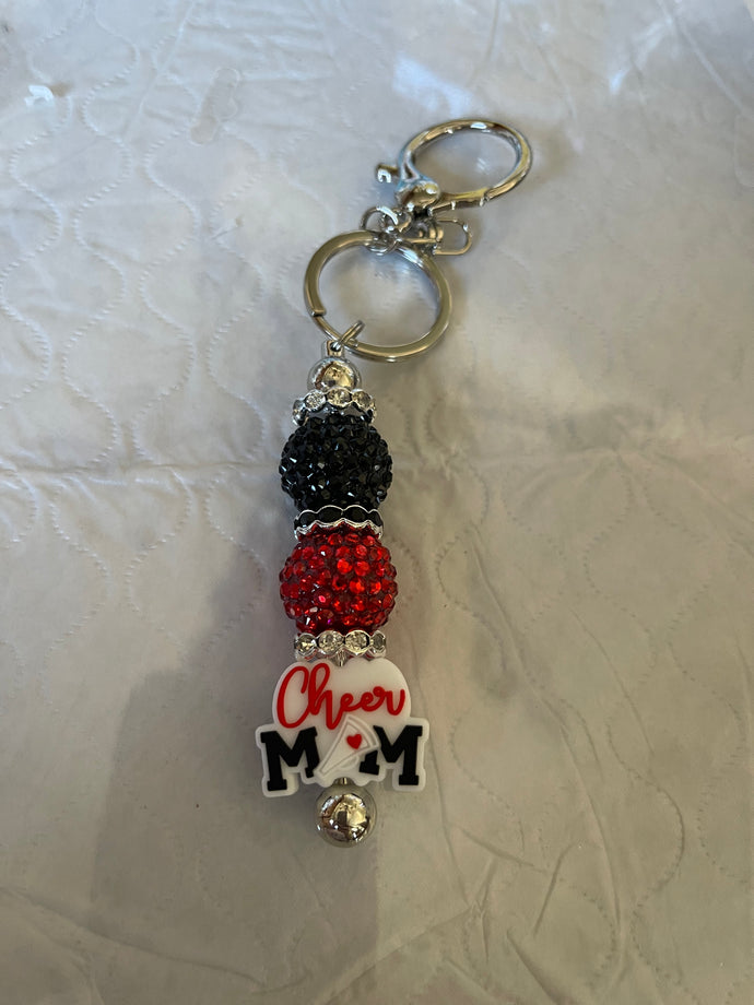 Cheer Mom Key Chain red and black