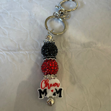 Cheer Mom Key Chain red and black