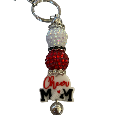 Cheer Mom keychain red and white