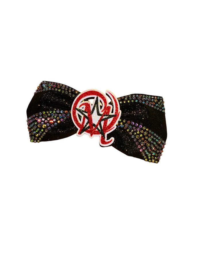 Black rhinestone tailless bow