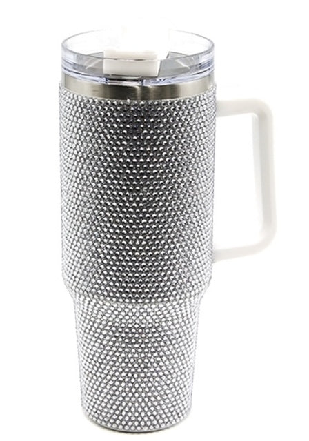 White Rhinestone Tumbler 40oz